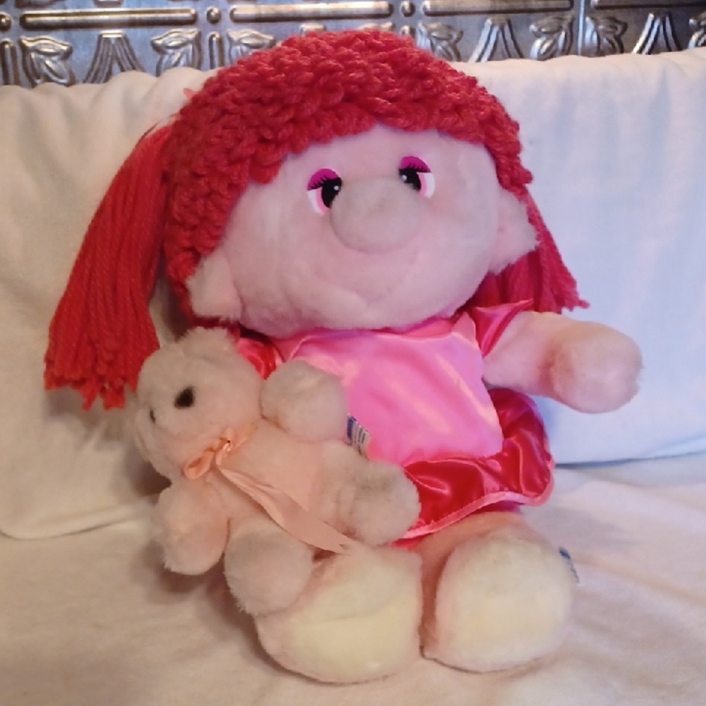 Hugha Buncg 1985 Kenner Pink and Cream Plush Doll with Teddy